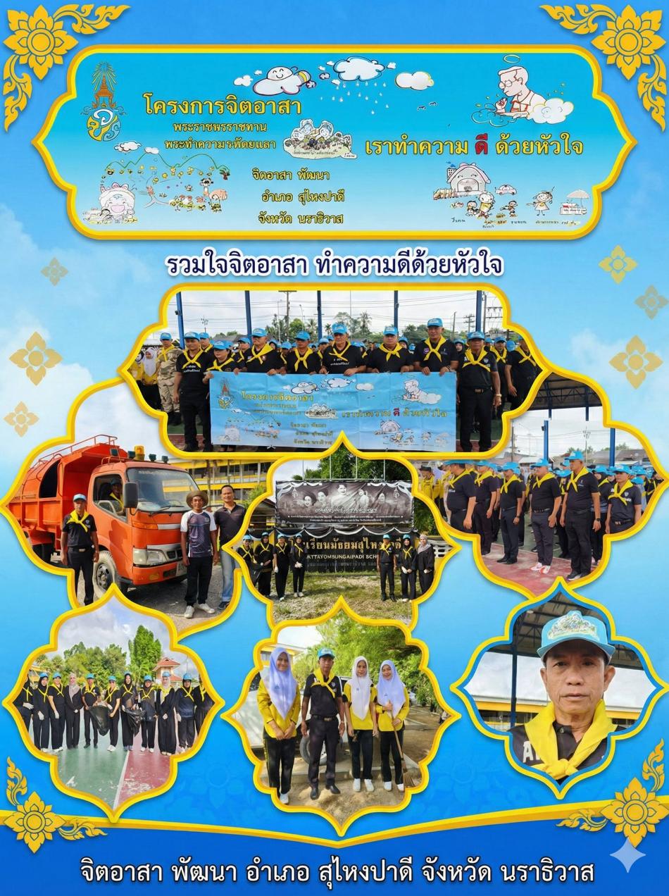 เทศบาลตำบลปะลุรู ร่วมกิจกรรมจิตอาสาพระราชทาน พัฒนาภูมิทัศน์เนื่องในวันสำคัญของชาติ